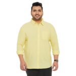 Men Plus size solid yellow shirt