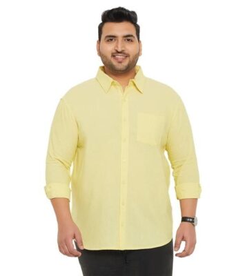 Men Plus size solid yellow shirt