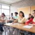 group students different ethnicities sitting class